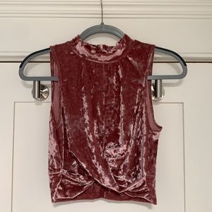 Topshop Pink Velour Crop Top